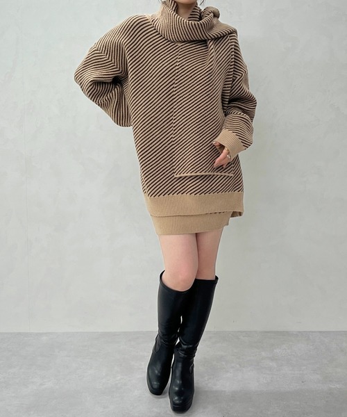 MISCH MASCH(ミッシュマッシュ)の「一部店舗限定 ボーダーニットセットアップ(トップス+パンツ+ストール)(セットアップ・レディース・ブラウン/ベージュ・フリ-)」の22枚目の写真