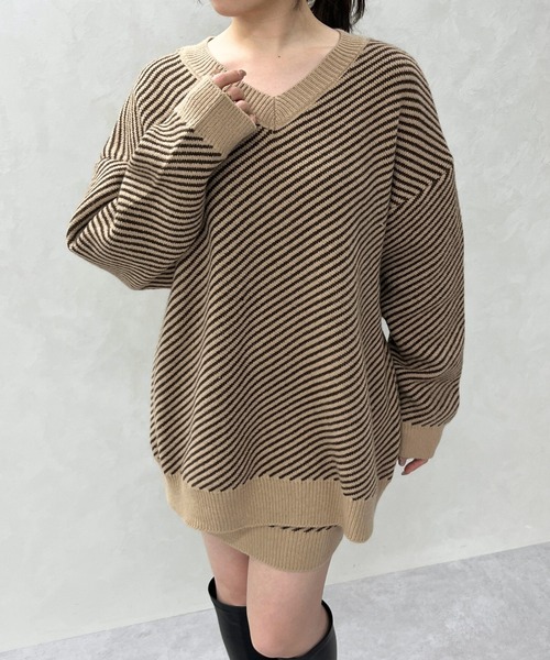 MISCH MASCH(ミッシュマッシュ)の「一部店舗限定 ボーダーニットセットアップ(トップス+パンツ+ストール)(セットアップ・レディース・ブラウン/ベージュ・フリ-)」の17枚目の写真