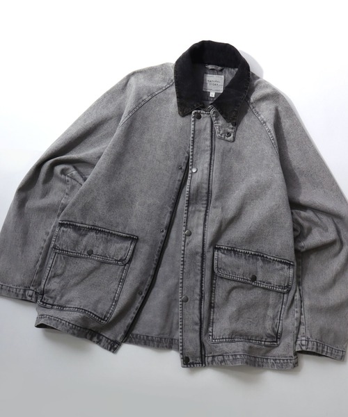 Lazar（ラザル）の「Denim & Canvas Hunting Jacket/オーバーサイズ 襟コーデュロイ デニム キャンバス ハンティングジャケット/カバーオールジャケット/ブルゾン/レディース メンズ（ブルゾン・メンズ・ブラウン/カーキ/ブラック/オフホワイト/ブラック系その他/ブルー・M/LL/L）」の4枚目の写真