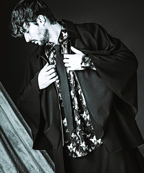 セール】【NO ID.】Layered Cape Zip Shirt / レイヤード ケープ