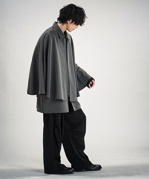 NO ID.】Layered Cape Zip Shirt / レイヤード ケープ ジップ シャツ
