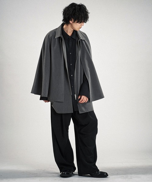 NO ID.】Layered Cape Zip Shirt / レイヤード ケープ ジップ シャツ
