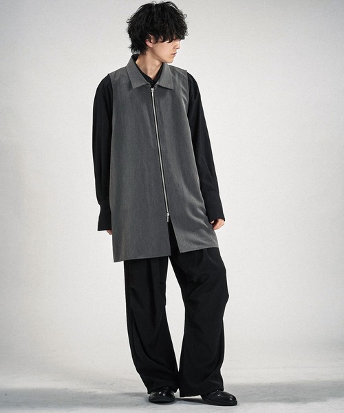 NO ID.】Layered Cape Zip Shirt / レイヤード ケープ ジップ シャツ