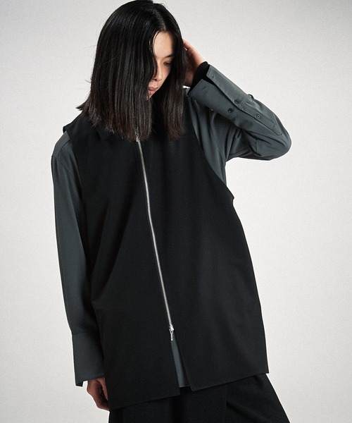 NO ID.(ノーアイディ)の「【NO ID.】Layered Cape Zip Shirt / レイヤード ケープ ジップ シャツ(シャツ/ブラウス・メンズ・グレー/ブラック・ONE SIZE)」の22枚目の写真