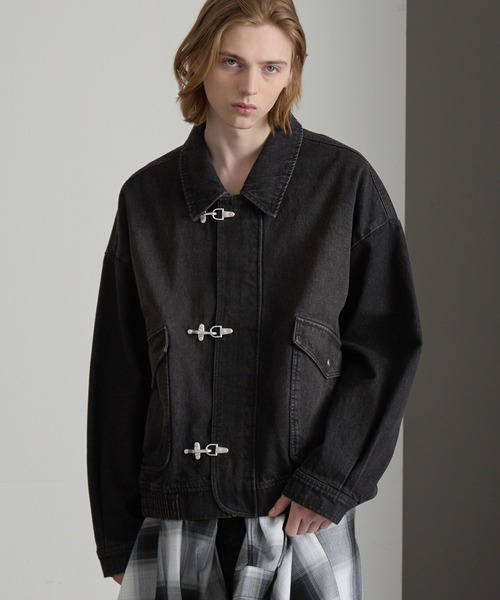 cussil（クシル）の「【cussil/クシル】ヴィンテージライク デニム ファイヤーマンブルゾン（デニムジャケット・メンズ・ブラック/ブルー・L/M/S）」の2枚目の写真