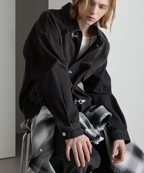 cussil（クシル）の「【cussil/クシル】ヴィンテージライク デニム ファイヤーマンブルゾン（デニムジャケット・メンズ・ブラック/ブルー・L/M/S）」の3枚目の写真