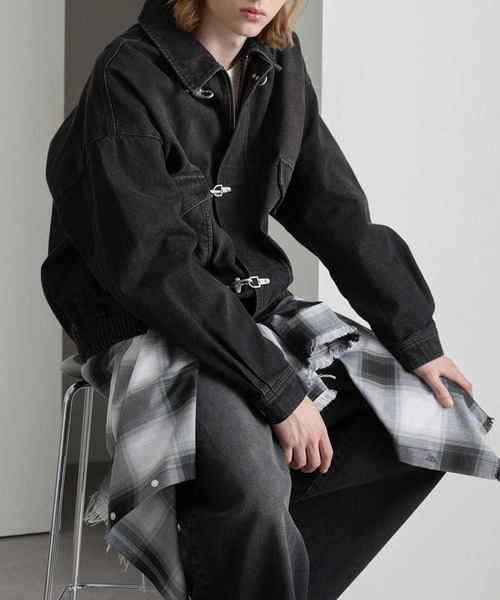 cussil（クシル）の「【cussil/クシル】ヴィンテージライク デニム ファイヤーマンブルゾン（デニムジャケット・メンズ・ブラック/ブルー・L/M/S）」の4枚目の写真