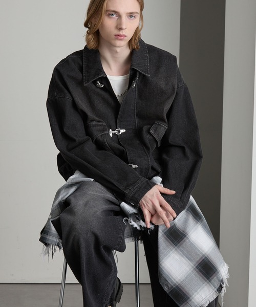 cussil（クシル）の「【cussil/クシル】ヴィンテージライク デニム ファイヤーマンブルゾン（デニムジャケット・メンズ・ブラック/ブルー・L/M/S）」の5枚目の写真