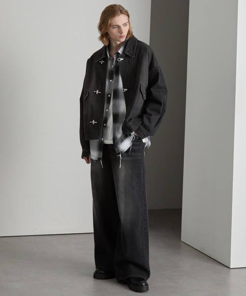 cussil（クシル）の「【cussil/クシル】ヴィンテージライク デニム ファイヤーマンブルゾン（デニムジャケット・メンズ・ブラック/ブルー・L/M/S）」の6枚目の写真