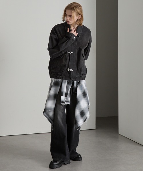 cussil（クシル）の「【cussil/クシル】ヴィンテージライク デニム ファイヤーマンブルゾン（デニムジャケット・メンズ・ブラック/ブルー・L/M/S）」の8枚目の写真