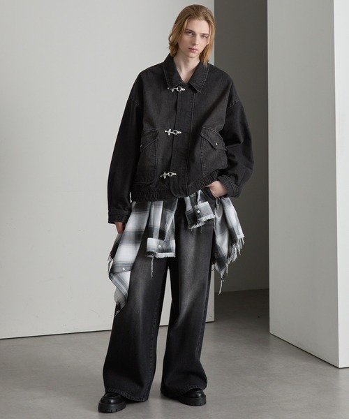 cussil（クシル）の「【cussil/クシル】ヴィンテージライク デニム ファイヤーマンブルゾン（デニムジャケット・メンズ・ブラック/ブルー・L/M/S）」の12枚目の写真