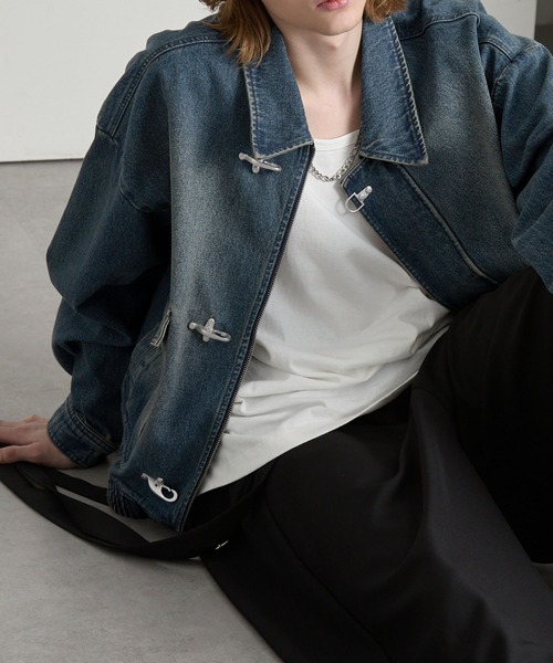 cussil（クシル）の「【cussil/クシル】ヴィンテージライク デニム ファイヤーマンブルゾン（デニムジャケット・メンズ・ブラック/ブルー・L/M/S）」の14枚目の写真