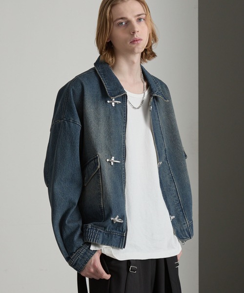 cussil（クシル）の「【cussil/クシル】ヴィンテージライク デニム ファイヤーマンブルゾン（デニムジャケット・メンズ・ブラック/ブルー・L/M/S）」の19枚目の写真