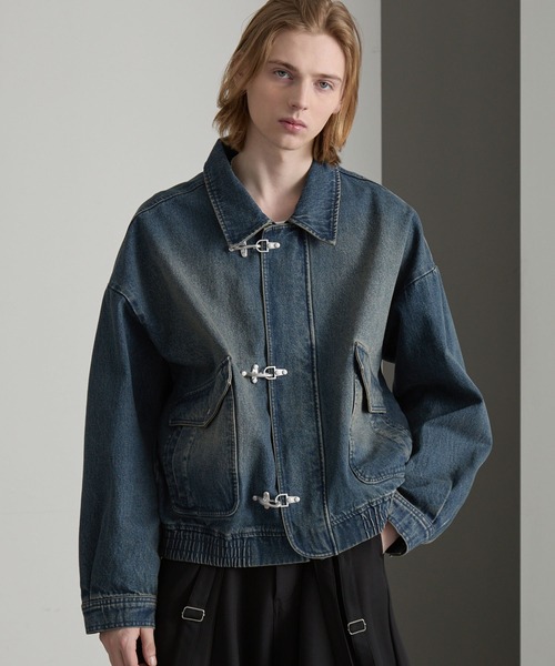 cussil（クシル）の「【cussil/クシル】ヴィンテージライク デニム ファイヤーマンブルゾン（デニムジャケット・メンズ・ブラック/ブルー・L/M/S）」の21枚目の写真