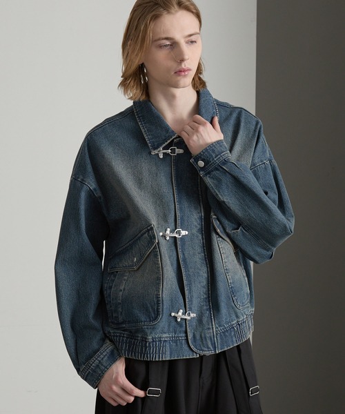 cussil（クシル）の「【cussil/クシル】ヴィンテージライク デニム ファイヤーマンブルゾン（デニムジャケット・メンズ・ブラック/ブルー・L/M/S）」の22枚目の写真