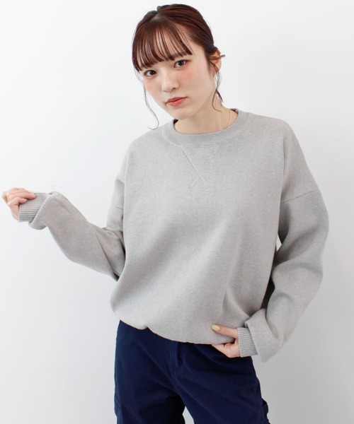 ABYS（アビス）の「《26SS 新作》スウェットライクニット（ニット/セーター・レディース・ライトイエロー/ライトピンク/オレンジ/ライトグレー・FREE）」の2枚目の写真