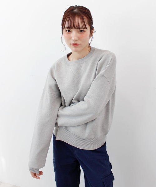 ABYS（アビス）の「《26SS 新作》スウェットライクニット（ニット/セーター・レディース・ライトイエロー/ライトピンク/オレンジ/ライトグレー・FREE）」の5枚目の写真