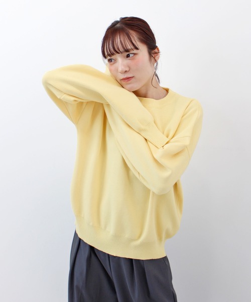 ABYS（アビス）の「《26SS 新作》スウェットライクニット（ニット/セーター・レディース・ライトイエロー/ライトピンク/オレンジ/ライトグレー・FREE）」の14枚目の写真