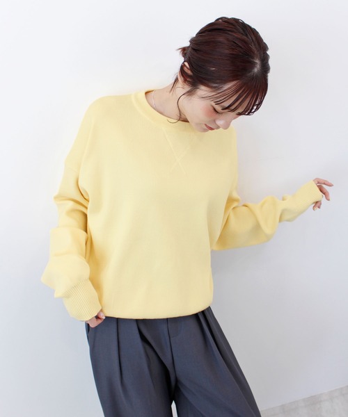 ABYS（アビス）の「《26SS 新作》スウェットライクニット（ニット/セーター・レディース・ライトイエロー/ライトピンク/オレンジ/ライトグレー・FREE）」の16枚目の写真