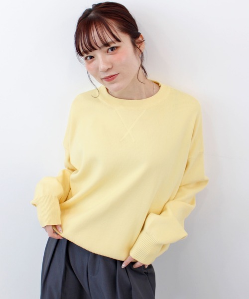 ABYS（アビス）の「《26SS 新作》スウェットライクニット（ニット/セーター・レディース・ライトイエロー/ライトピンク/オレンジ/ライトグレー・FREE）」の13枚目の写真