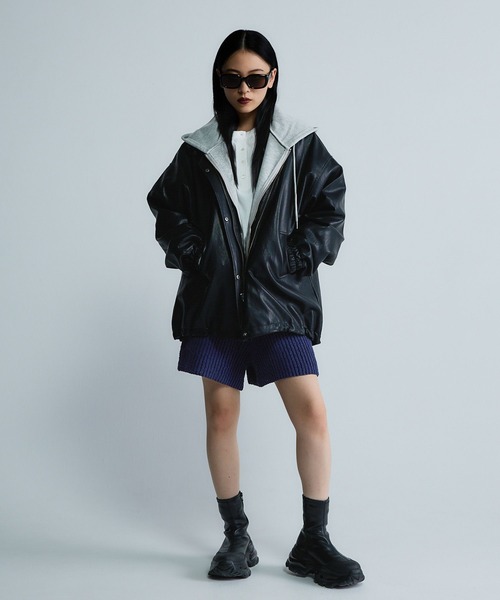 セール】【Les Fleurs】ダンボールフロントZIPパーカーLS/641545