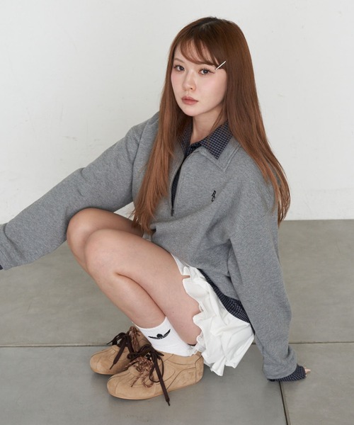 RAY CASSIN(レイカズン)の「ハーフジップレイヤードスウェット(スウェット・レディース・ネイビー/グレー/ホワイト系その他・FREE)」の1枚目の写真