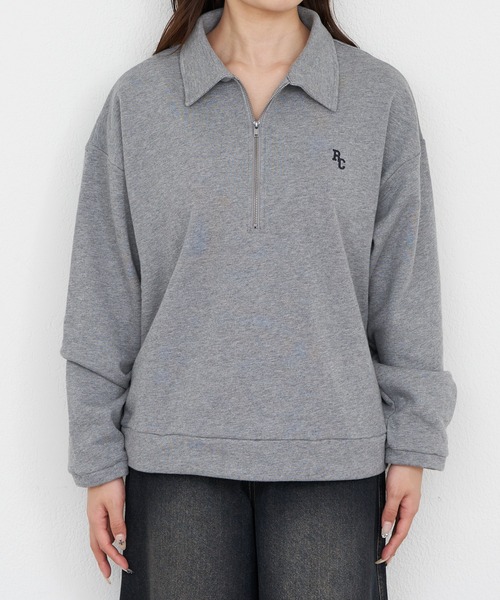 RAY CASSIN(レイカズン)の「ハーフジップレイヤードスウェット(スウェット・レディース・ネイビー/グレー/ホワイト系その他・FREE)」の7枚目の写真