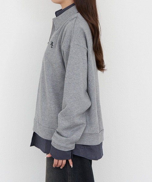 RAY CASSIN(レイカズン)の「ハーフジップレイヤードスウェット(スウェット・レディース・ネイビー/グレー/ホワイト系その他・FREE)」の5枚目の写真