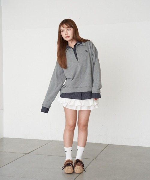 RAY CASSIN(レイカズン)の「ハーフジップレイヤードスウェット(スウェット・レディース・ネイビー/グレー/ホワイト系その他・FREE)」の15枚目の写真