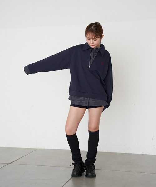 RAY CASSIN(レイカズン)の「ハーフジップレイヤードスウェット(スウェット・レディース・ネイビー/グレー/ホワイト系その他・FREE)」の22枚目の写真