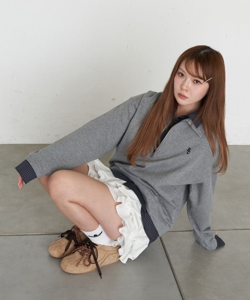 RAY CASSIN(レイカズン)の「ハーフジップレイヤードスウェット(スウェット・レディース・ネイビー/グレー/ホワイト系その他・FREE)」の12枚目の写真