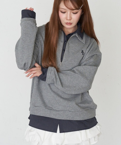 RAY CASSIN(レイカズン)の「ハーフジップレイヤードスウェット(スウェット・レディース・ネイビー/グレー/ホワイト系その他・FREE)」の13枚目の写真