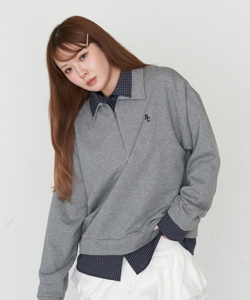 RAY CASSIN(レイカズン)の「ハーフジップレイヤードスウェット(スウェット・レディース・ネイビー/グレー/ホワイト系その他・FREE)」の14枚目の写真