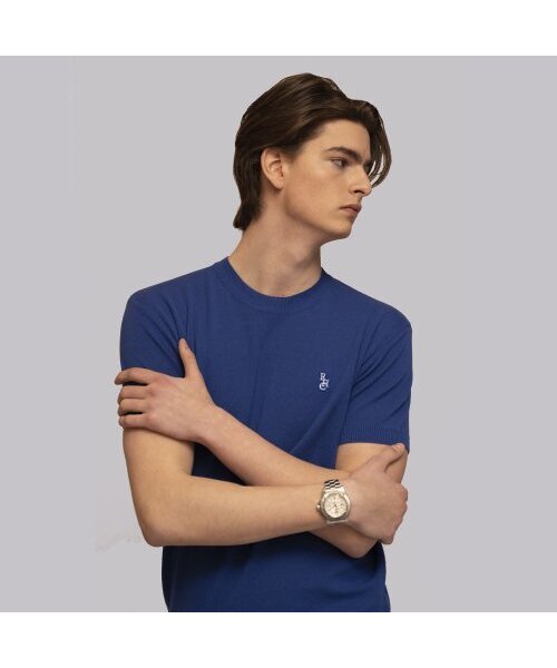 ROYAL CLUB HOLIDAY(ロイヤルクラブホリデー)の「RCH ヘクスリー 半袖ニットTシャツ ブルー(Tシャツ/カットソー・メンズ・その他・MEDIUM/LARGE)」の1枚目の写真
