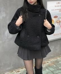 スタンドカラーダブルブレストショートジャケット