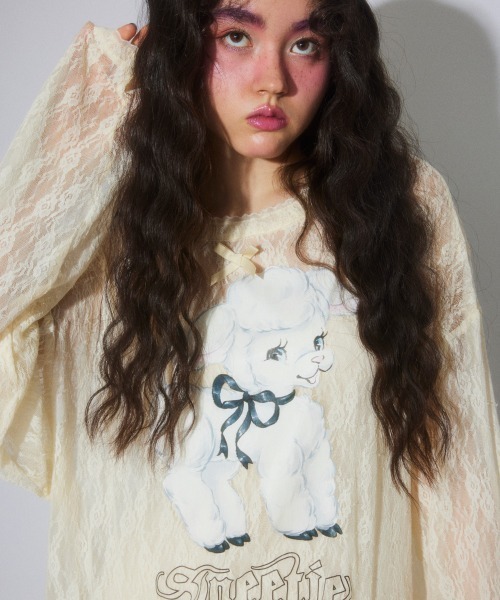 Candy Stripper(キャンディストリッパー)の「SWEETIE LACE トップス(Tシャツ/カットソー・レディース・ピンク/ブラック/アイボリー・FREE)」の18枚目の写真