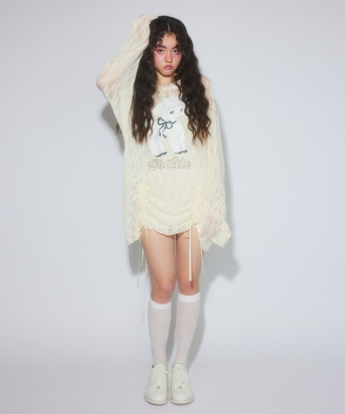 Candy Stripper(キャンディストリッパー)の「SWEETIE LACE トップス(Tシャツ/カットソー・レディース・ピンク/ブラック/アイボリー・FREE)」の19枚目の写真