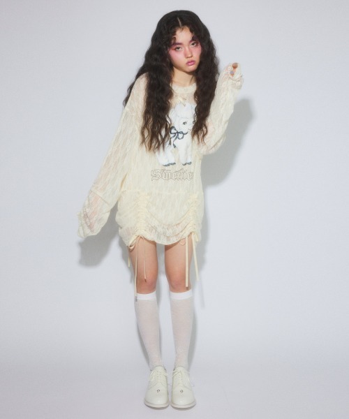 Candy Stripper(キャンディストリッパー)の「SWEETIE LACE トップス(Tシャツ/カットソー・レディース・ピンク/ブラック/アイボリー・FREE)」の21枚目の写真