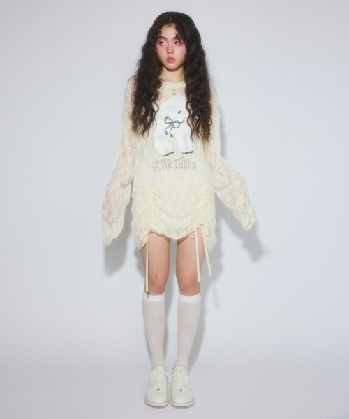 Candy Stripper(キャンディストリッパー)の「SWEETIE LACE トップス(Tシャツ/カットソー・レディース・ピンク/ブラック/アイボリー・FREE)」の22枚目の写真