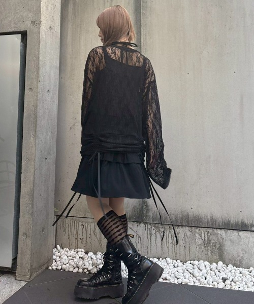 Candy Stripper(キャンディストリッパー)の「SWEETIE LACE トップス(Tシャツ/カットソー・レディース・ピンク/ブラック/アイボリー・FREE)」の7枚目の写真