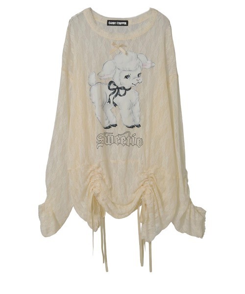 Candy Stripper(キャンディストリッパー)の「SWEETIE LACE トップス(Tシャツ/カットソー・レディース・ピンク/ブラック/アイボリー・FREE)」の8枚目の写真