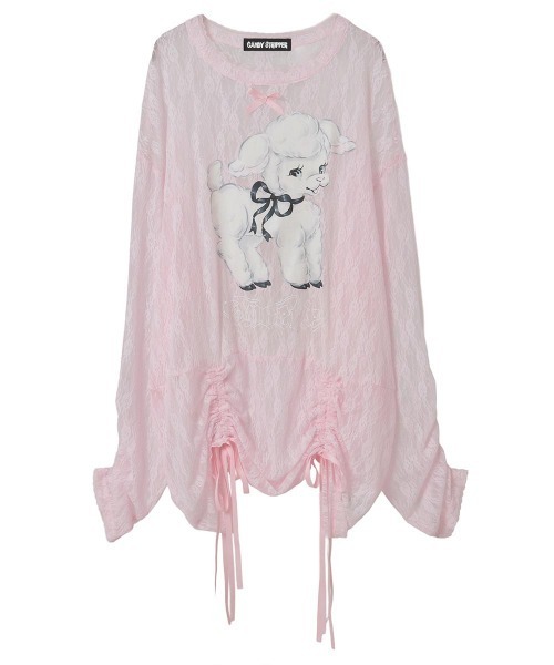 Candy Stripper(キャンディストリッパー)の「SWEETIE LACE トップス(Tシャツ/カットソー・レディース・ピンク/ブラック/アイボリー・FREE)」の9枚目の写真