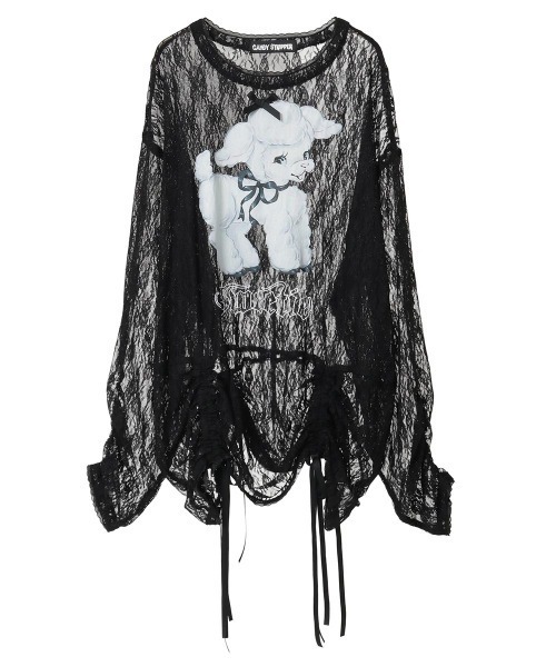 Candy Stripper(キャンディストリッパー)の「SWEETIE LACE トップス(Tシャツ/カットソー・レディース・ピンク/ブラック/アイボリー・FREE)」の10枚目の写真