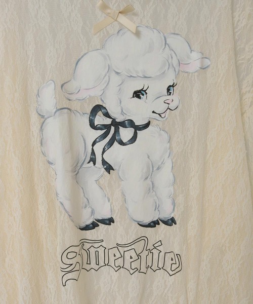 Candy Stripper(キャンディストリッパー)の「SWEETIE LACE トップス(Tシャツ/カットソー・レディース・ピンク/ブラック/アイボリー・FREE)」の15枚目の写真