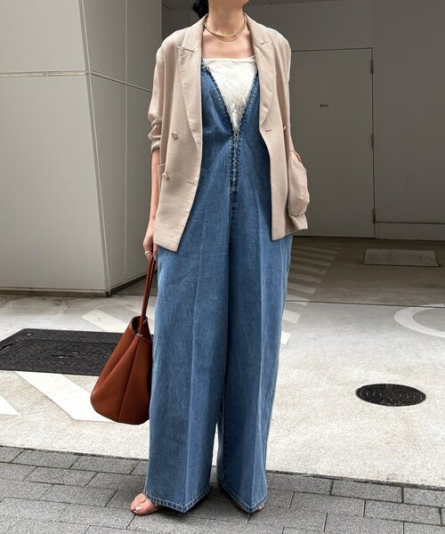 DouDou（ドゥドゥ）の「深Vデニムサロペット（つなぎ/オールインワン・レディース・ブルー・36/38）」の15枚目の写真