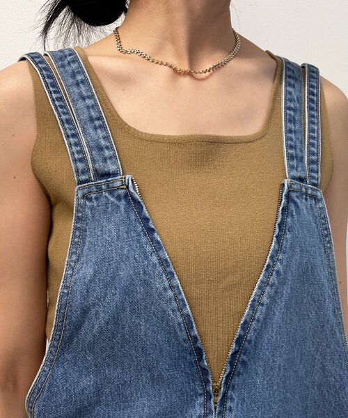 DouDou（ドゥドゥ）の「深Vデニムサロペット（つなぎ/オールインワン・レディース・ブルー・36/38）」の18枚目の写真