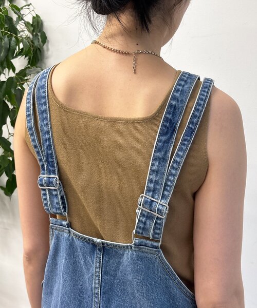 DouDou（ドゥドゥ）の「深Vデニムサロペット（つなぎ/オールインワン・レディース・ブルー・36/38）」の19枚目の写真