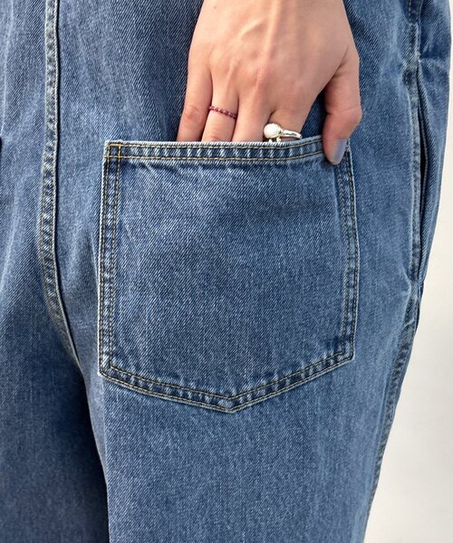 DouDou（ドゥドゥ）の「深Vデニムサロペット（つなぎ/オールインワン・レディース・ブルー・36/38）」の20枚目の写真