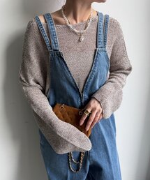 DouDou | 深Vデニムサロペット(つなぎ/オールインワン)