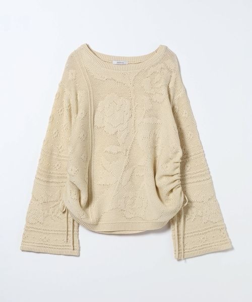 JEANASIS（ジーナシス）の「レースパターンドロストプルオーバー/650173（ニット/セーター・レディース・ホワイト/ブラック/ベージュ・FREE）」の3枚目の写真